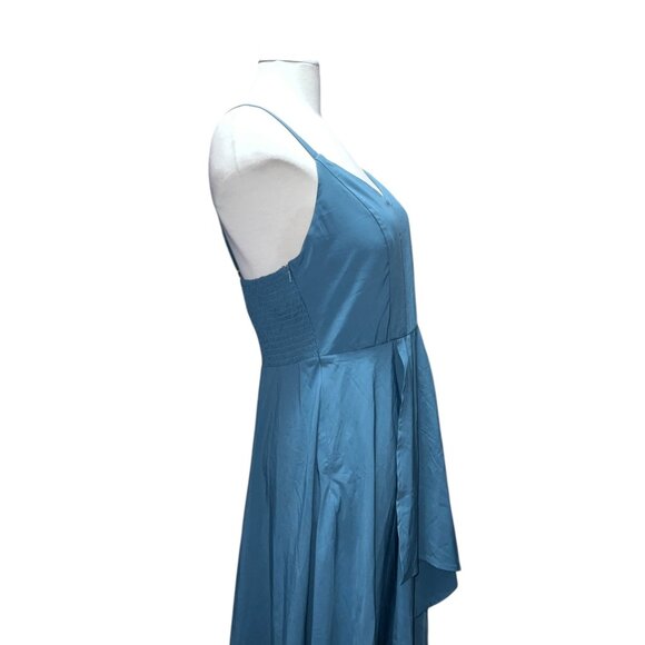 Halara Breezeful Strappy Backless Shirred Midi Assymetriacal Hem Dress Sz XL Blu - Picture 14 of 16